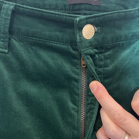 Talbots Women’s Velveteen Straight Leg Pants 12P Green Classic Holiday Stretch - Picture 9 of 12